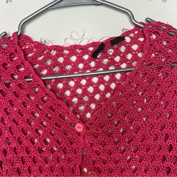 Hawaii cardigan pink mesh crochet button up stunning beach vibes beach bum 🏝️ - Picture 4 of 11